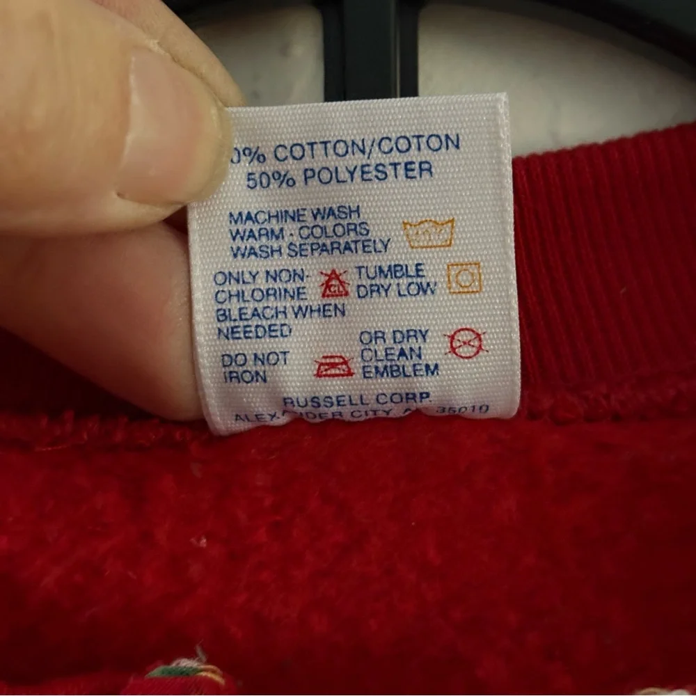 Vintage 90s Women’s Handmade Sweatshirt Jacket Size L Full‎ Zip Red Roses Leaves